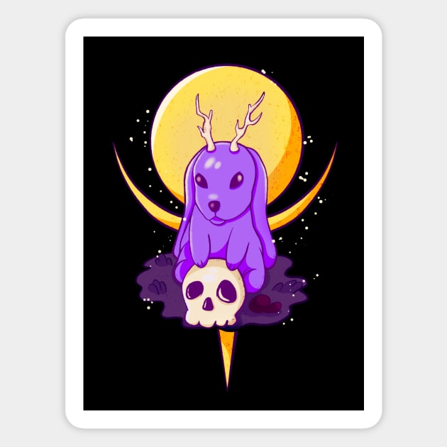 Creepy Rabbit With Antlers Occult Goth Magnet by Foxxy Merch